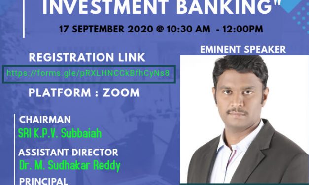 A National Level Online Webinar on Career in Investment Banking by MBA Dept